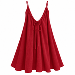 Load image into Gallery viewer, Sea Glass Cotton Gauze Dress - Red back view, garment only
