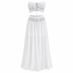 Load image into Gallery viewer, Solstice Crochet Two-Piece Set - White front view, garment only
