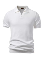 Load image into Gallery viewer, Afterglow men's ribbed resort polo, White front

