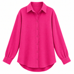 Load image into Gallery viewer, Coastal Gauze Resort Shirt - Rose Red front view, garment only
