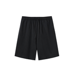 Load image into Gallery viewer, Coastal Cotton-Blend Drawstring Resort Shorts Black front view
