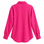 Load image into Gallery viewer, Coastal Gauze Resort Shirt - Rose Red back view, garment only
