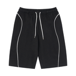 Load image into Gallery viewer, Coastal Cotton Piped Resort Shorts Black front view
