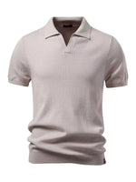 Load image into Gallery viewer, Afterglow men's ribbed resort polo, Apricot, front garment view
