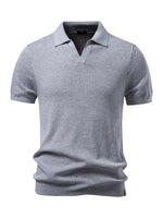 Load image into Gallery viewer, Afterglow men's ribbed resort polo, Light Gray, front garment view
