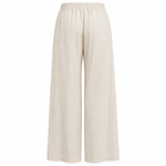 Load image into Gallery viewer, Oatmeal women's linen blend trousers back garment mockup
