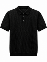 Load image into Gallery viewer, Textured coastal polo Black front, no visible tag
