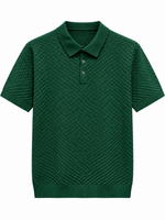 Load image into Gallery viewer, Textured coastal polo Green front, no visible tag

