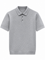 Load image into Gallery viewer, Textured coastal polo LightGray front, no visible tag
