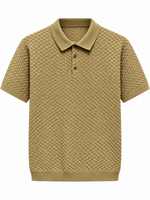 Load image into Gallery viewer, Textured coastal polo Tan front, no visible tag
