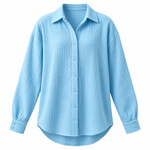 Load image into Gallery viewer, Coastal Gauze Resort Shirt - Blue front view, garment only
