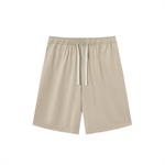 Load image into Gallery viewer, Coastal Cotton-Blend Drawstring Resort Shorts Khaki front view
