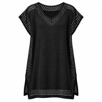 Load image into Gallery viewer, Pacific Crochet Cover-Up - Black front view, garment only
