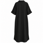 Load image into Gallery viewer, Coastal Linen Shirt Dress - Black back view, garment-only mockup
