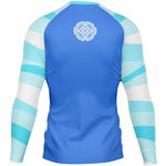 Load image into Gallery viewer, Seafoam Wave Men's Long-Sleeve Swim Shirt, back view, garment only
