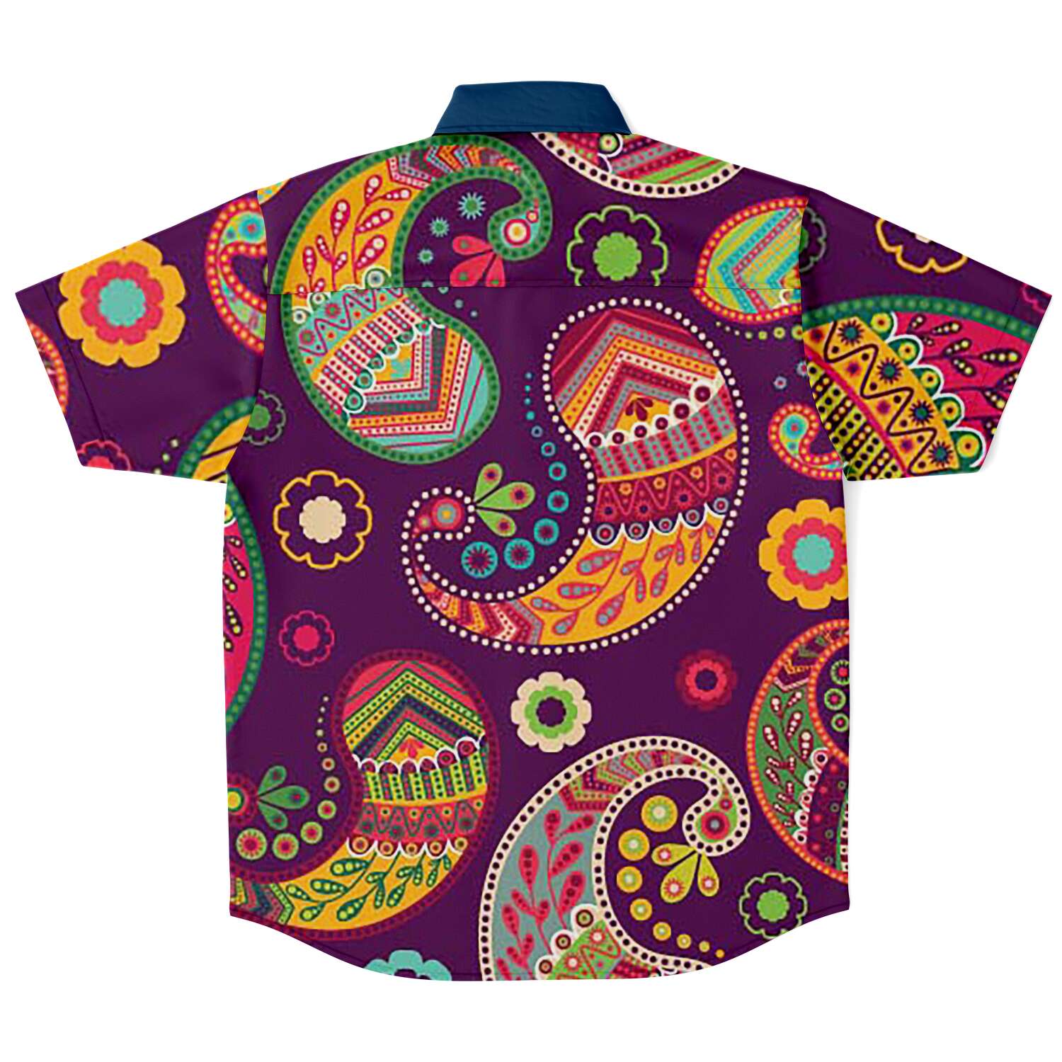 Men's Short Sleeve Button Shirt - Persian Paisley - Elara Activewear