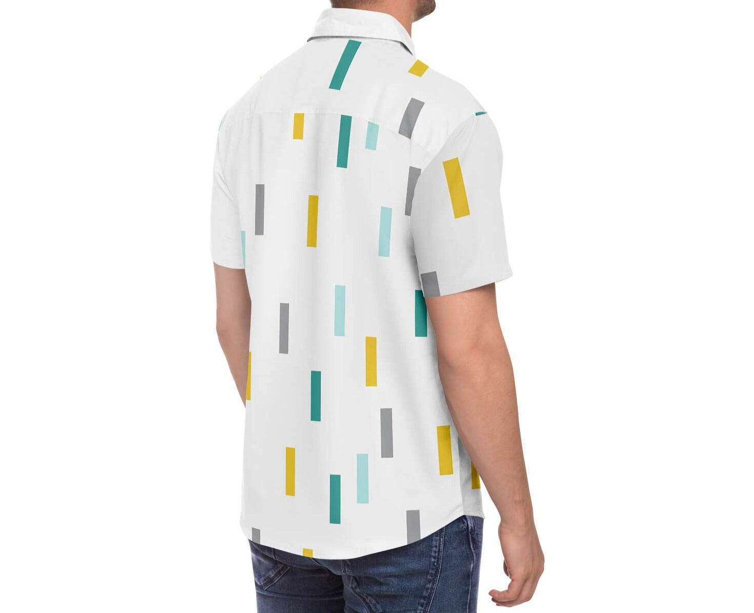 Men's Short Sleeve Button Shirt - Confetti - Elara Activewear