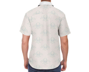 Men's Short Sleeve Button Shirt - Fleur-de-lis - Elara Activewear