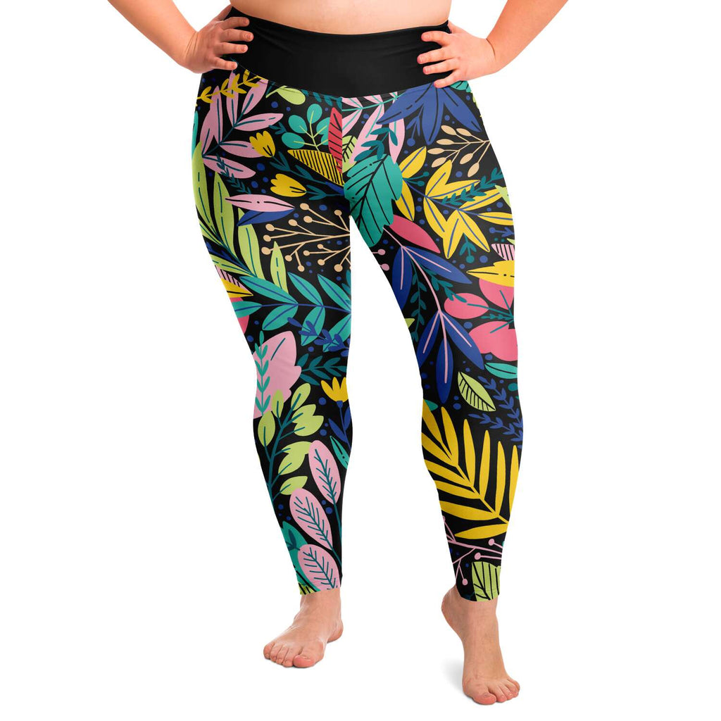 Women's Plus Size Leggings - Botanical - Elara Activewear