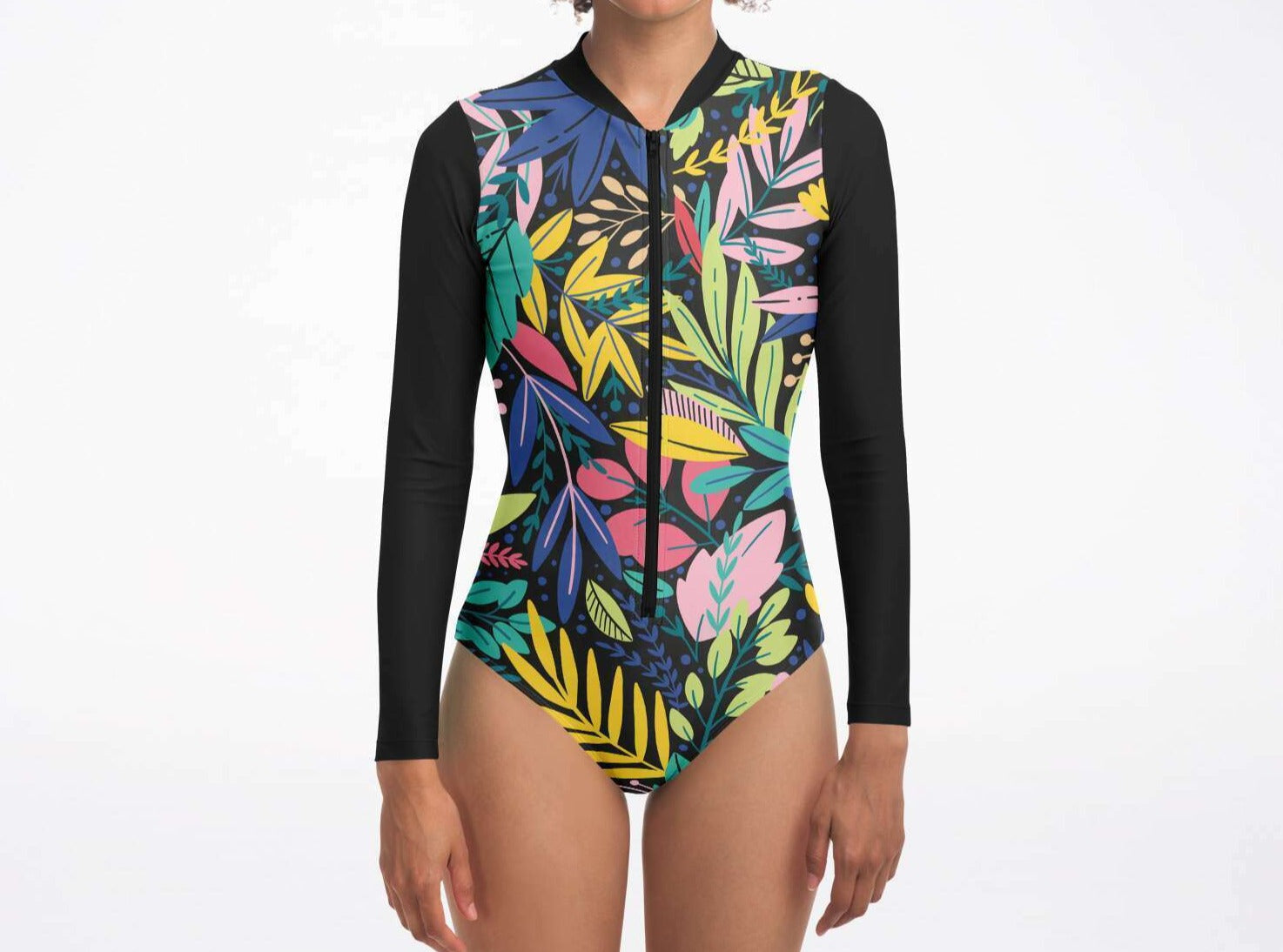 Women's Long Sleeve Bodysuit - Botanical - Elara Activewear