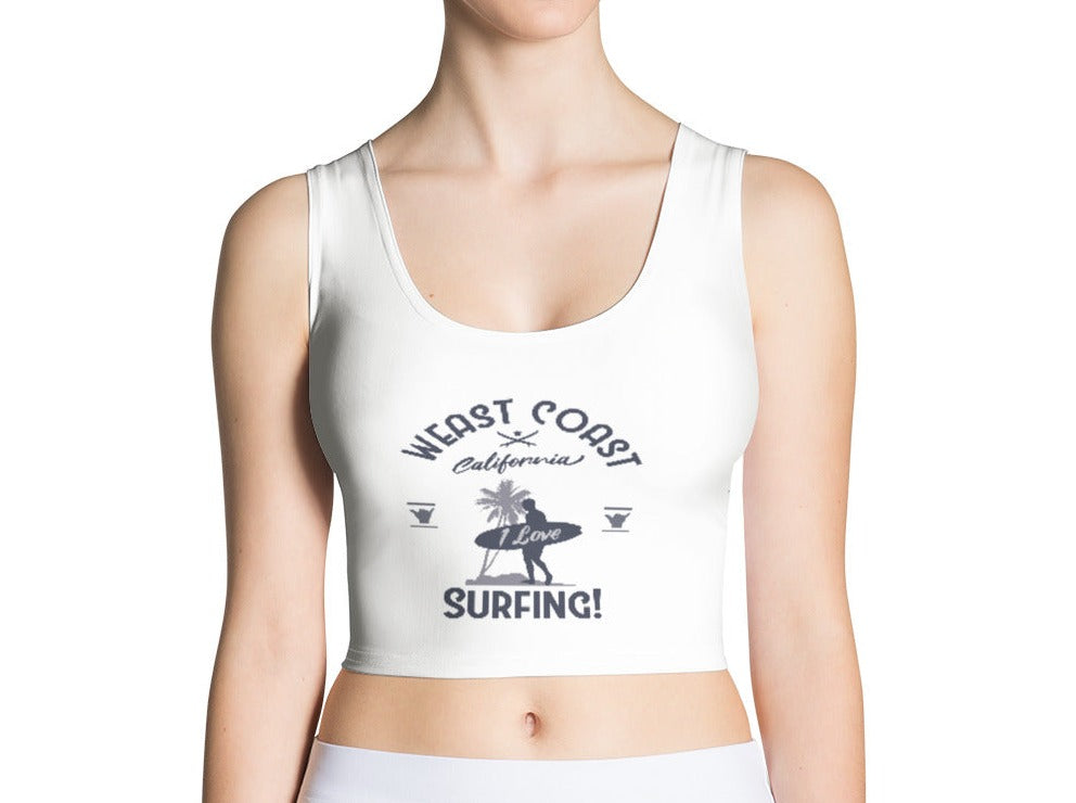 Women's Crop Top - I Love Surfing - Elara Activewear