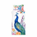 Load image into Gallery viewer, Peacock Bloom Bodycon Dress back view, garment only
