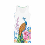 Load image into Gallery viewer, Peacock Bloom Bodycon Dress front view, garment only
