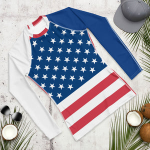 Men's Swim Shirt / Rash Guard - Stars and Stripes - Elara Activewear