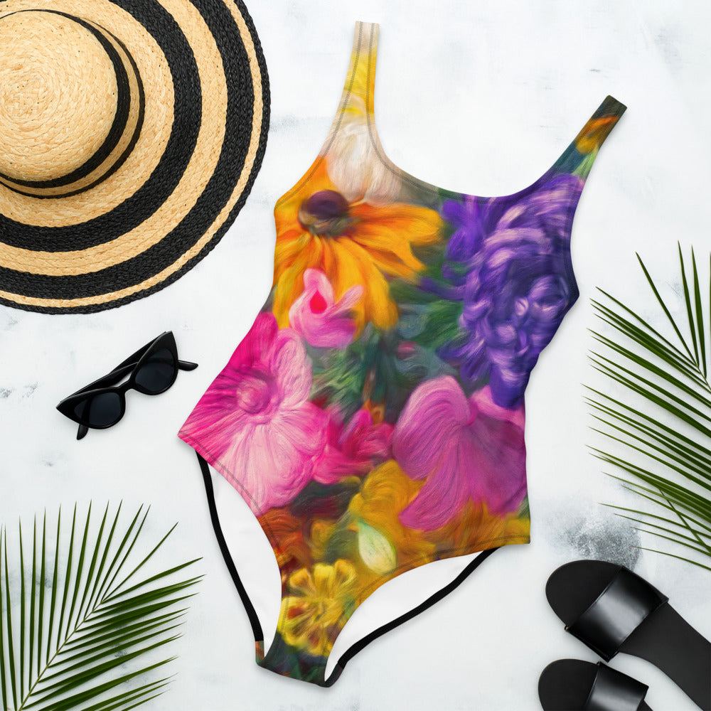 Women's One-Piece Swimsuit - Watercolors - Elara Activewear