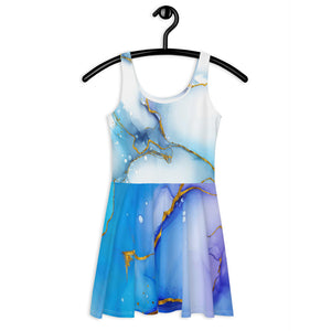 Women's Skater Dress - Blue Marble