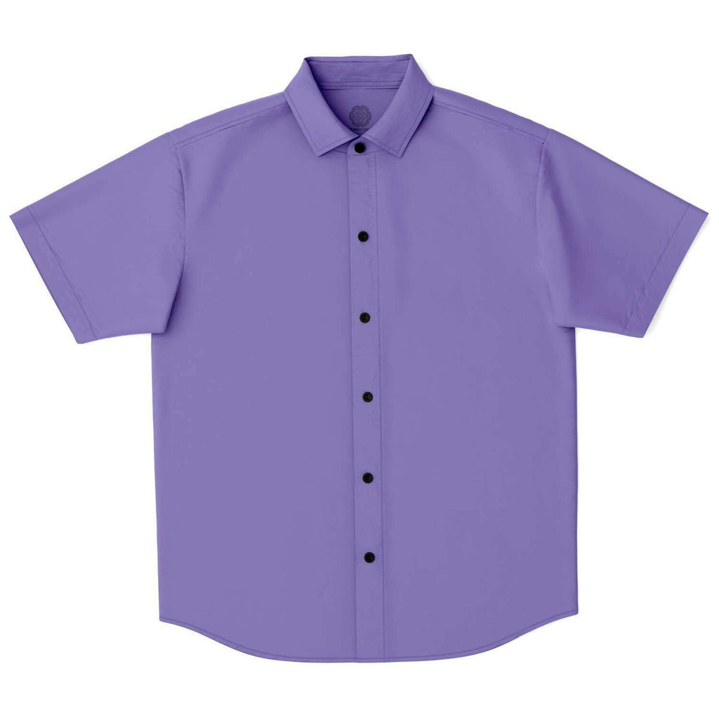 Men's Short Sleeve Button Shirt - Purple Rain - Elara Activewear