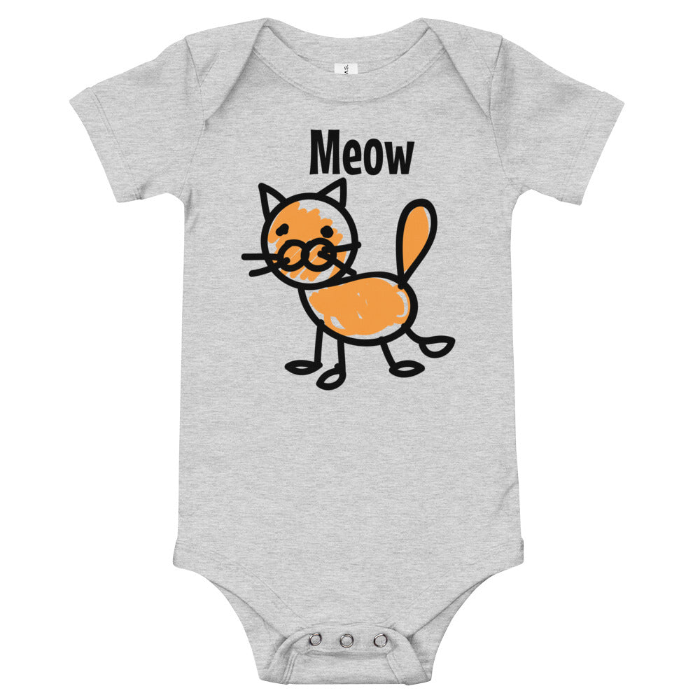 Baby Short Sleeve Bodysuit - Meow - Elara Activewear