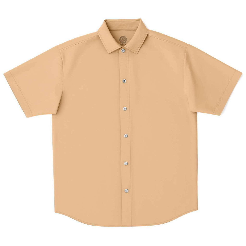 Men's Short Sleeve Button Shirt - Peach - Elara Activewear