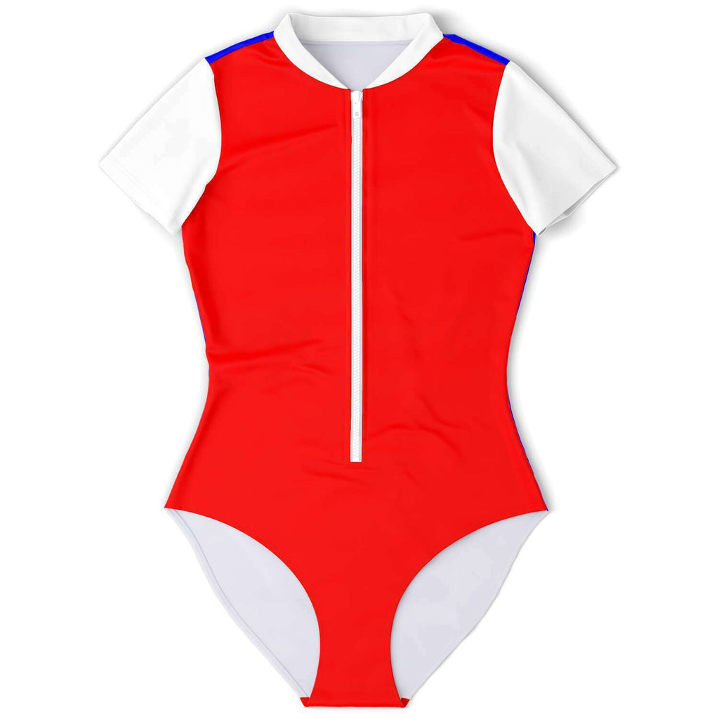 Women's Short Sleeve Bodysuit - Tricolor - Elara Activewear