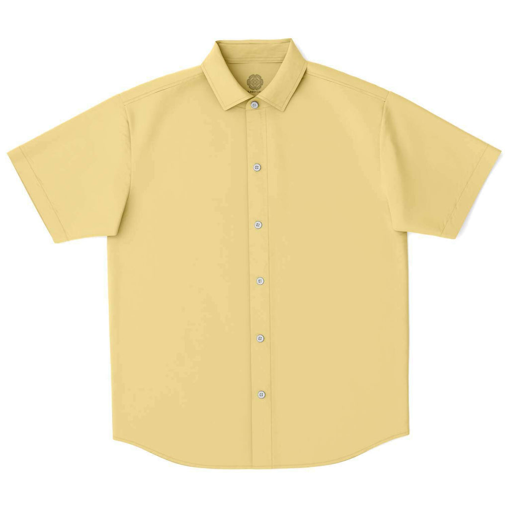 Men's Short Sleeve Button Shirt - Crème Brûlée - Elara Activewear