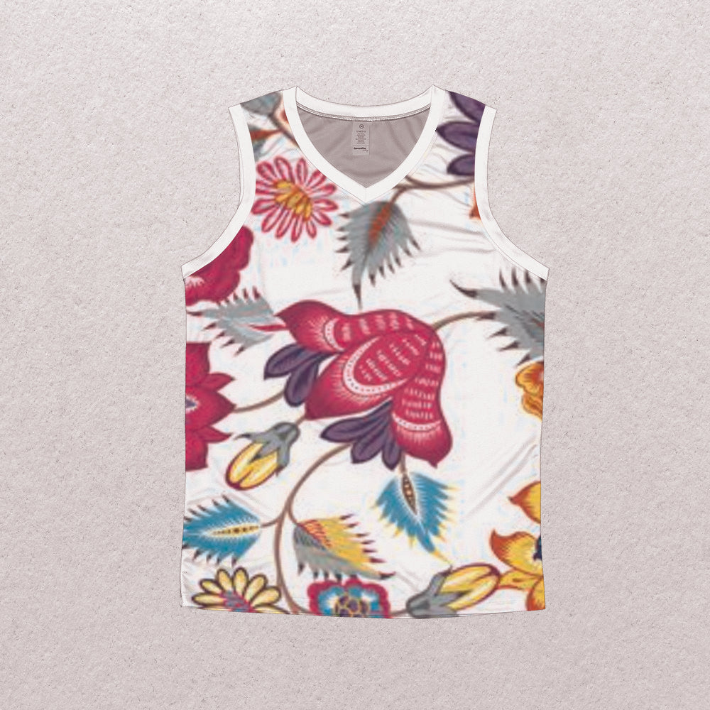 Men's V-Neck Sleeveless Tank Top - Herati Floral - Elara Activewear